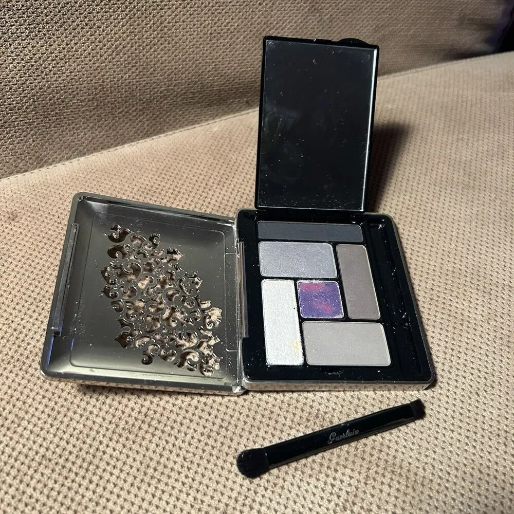 GUERLAIN ECRIN 6 Color Eye Shadow Palette Metal Case in Velvet Pouch RARE
